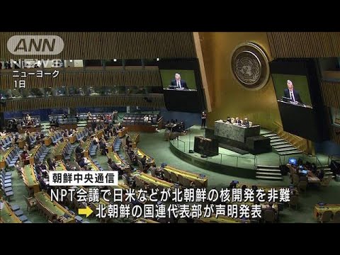 「言い掛かりをつける権利ない」NPT再検討会議での核開発非難に北朝鮮反発(2022年8月4日)