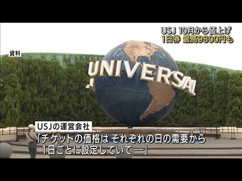 USJ値上げへ　10月から1日券が最高9800円に(2022年8月17日)