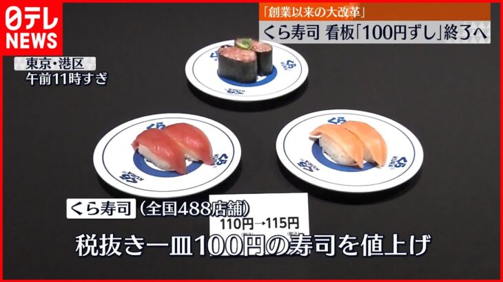 【くら寿司】「100円ずし」終了へ 田中邦彦社長「魚介類の価格が高騰」