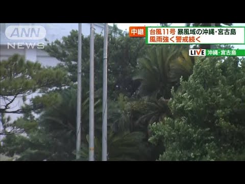 台風11号　暴風域の沖縄・宮古島　風雨強く警戒続く(2022年9月4日)
