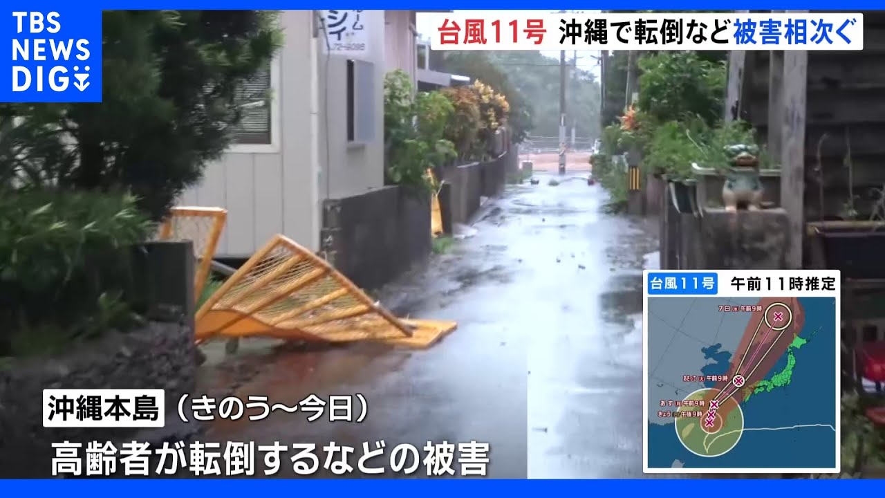 台風11号　暴風域の沖縄・宮古島　街路樹倒れ冠水…強風で煽られ高齢者転倒も　厳重警戒続く｜TBS&nbsp;NEWS&nbsp;DIG
