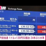 【速報】円安加速 1ドル＝139円50銭台 24年ぶり更新(2022年9月1日)