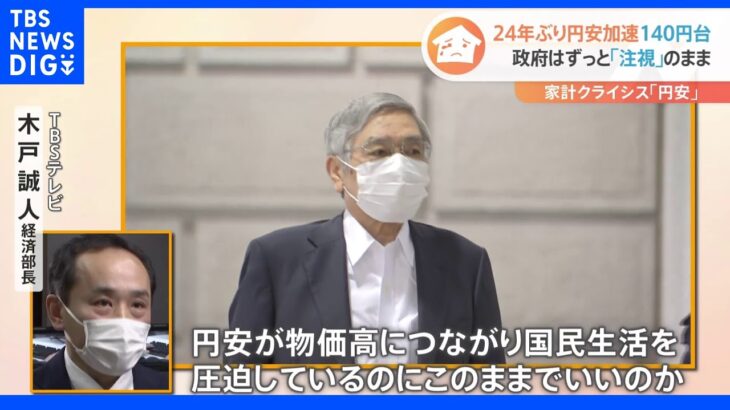 東京市場でも140円台加速　24年ぶり円安水準更新も…政府“静観” 「問われる政府・日銀の覚悟」｜TBS NEWS DIG