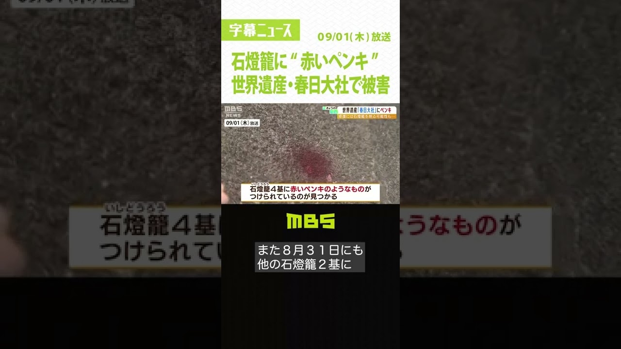 春日大社に『赤いペンキ』室町時代に作られたものも…修復には石を削る可能性あり(2022年9月1日)#Shorts #春日大社 #ペンキ