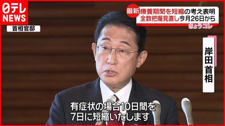 【岸田首相】新型コロナ感染者「療養期間」短縮する方針を表明