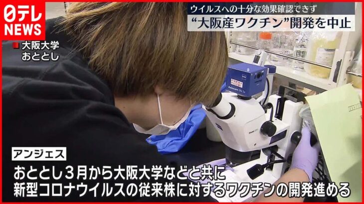【“大阪産ワクチン”開発を断念】ウイルスへの十分な効果確認できず 新型コロナウイルス