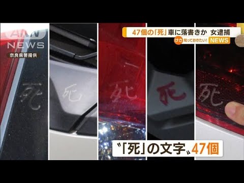 47個の「死」車に落書きか…女逮捕　恨む人間違い？(2022年9月14日)