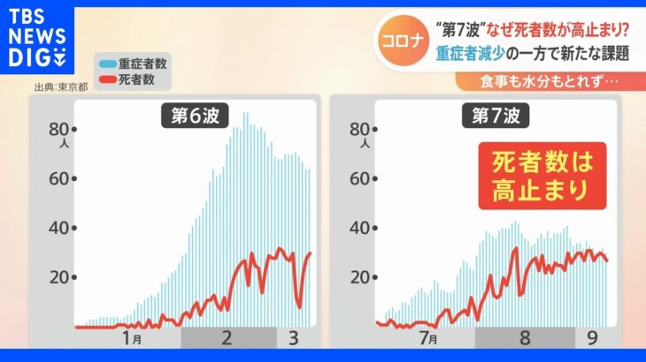 新型コロナ“第7波” 重症者減少も…死者数は依然高止まり　「抱えている持病に拍車がかかる」医師が語る新たな課題｜TBS NEWS DIG