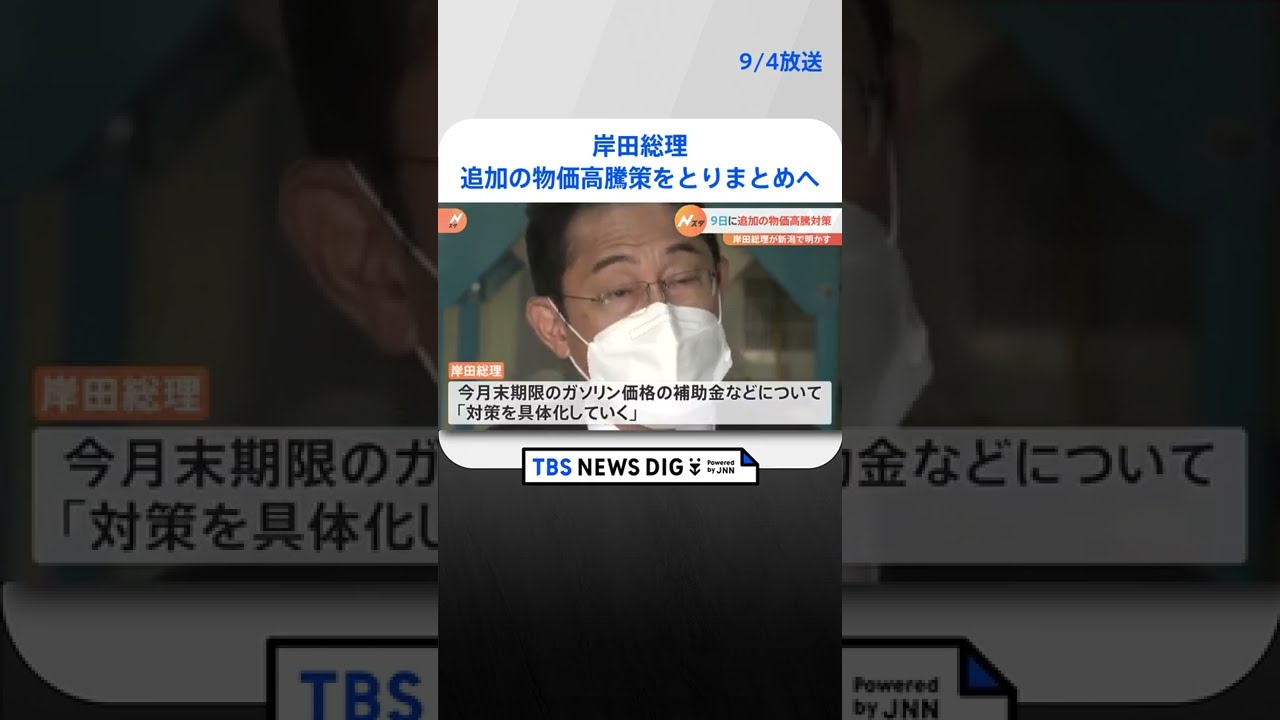 岸田総理、9月9日に追加の物価高騰策をとりまとめへ|TBS NEWS DIG #shorts
