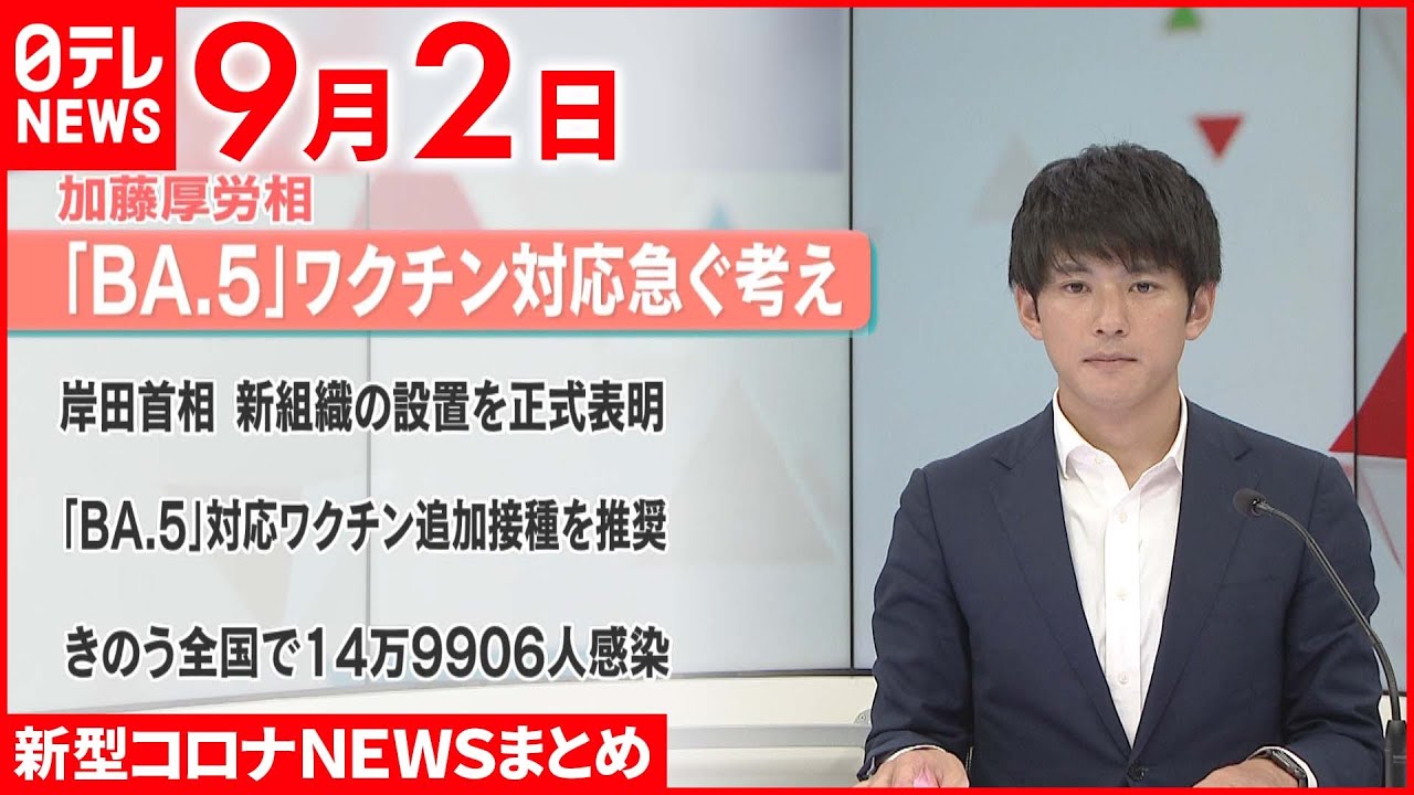 【新型コロナ】加藤厚労相「BA.5」ワクチン対応急ぐ考え 9月2日ニュースまとめ 日テレNEWS