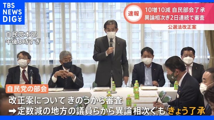 10増10減 自民部会了承 異論相次ぎ2日連続で審査　公選法改正案｜TBS NEWS DIG