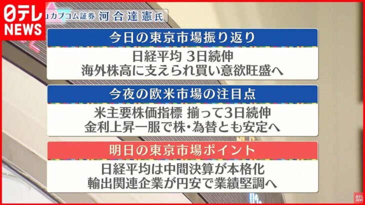 【10月26日の株式市場】株価見通しは？河合達憲氏が解説