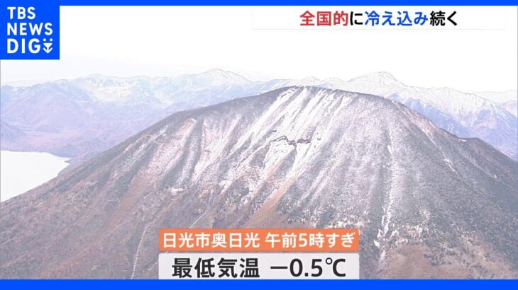 栃木・男体山で初冠雪　東京都心では午前11時現在の気温が13.4℃と11月下旬並みの冷え込み｜TBS NEWS DIG