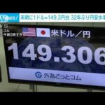 円相場1ドル＝149円30銭台に値下がり　円安止まらず32年ぶりの円安水準を更新(2022年10月19日)