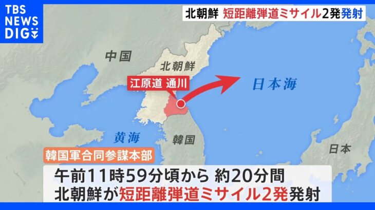 北朝鮮が日本海に向け短距離弾道ミサイル2発を発射　一部米軍参加の韓国軍訓練に反発か｜TBS NEWS DIG