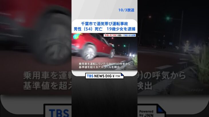 千葉市で酒気帯び運転事故　ぶつけられたバイク運転の男性（54）死亡　19歳少女を逮捕｜TBS NEWS DIG #shorts