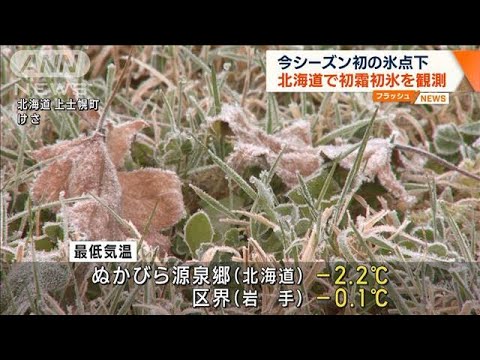 北海道で初霜や初氷　北日本で今シーズン初の氷点下(2022年10月7日)