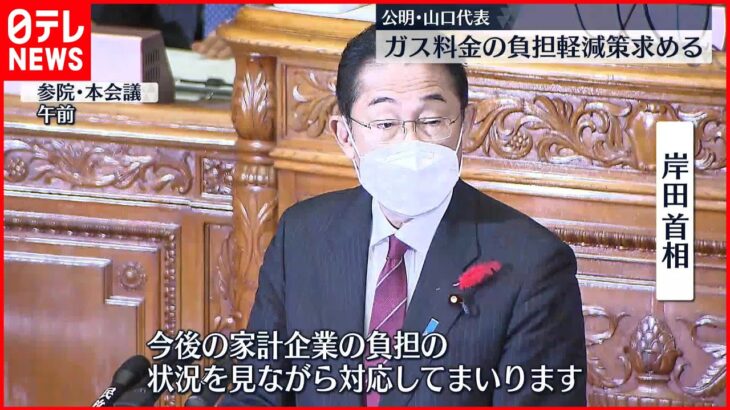 【参院・代表質問】公明・山口代表 ガス料金も負担軽減策を盛り込むよう岸田首相に求める