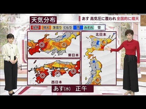 【全国の天気】あす 高気圧に覆われ 全国的に晴天(2022年10月18日)