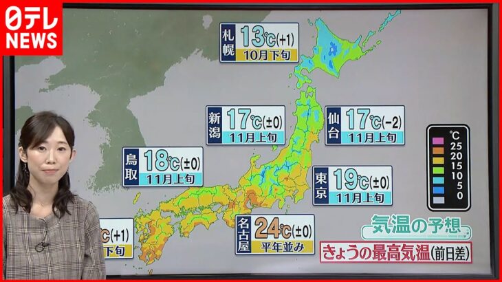 【天気】広く秋晴れも… 朝晩と日中の気温差に注意