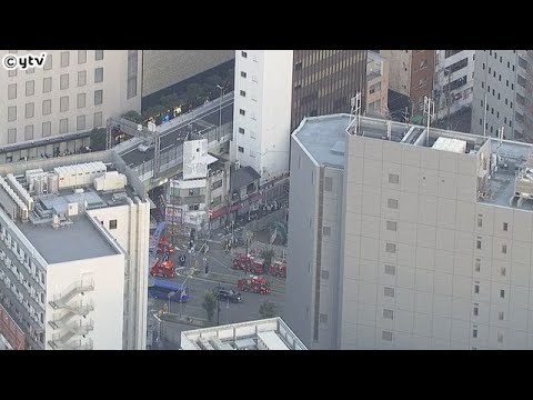 大阪の繁華街“難波”高島屋近くで火災（２１日夕）　木造２階建て店舗兼住宅から出火　８９歳女性軽傷