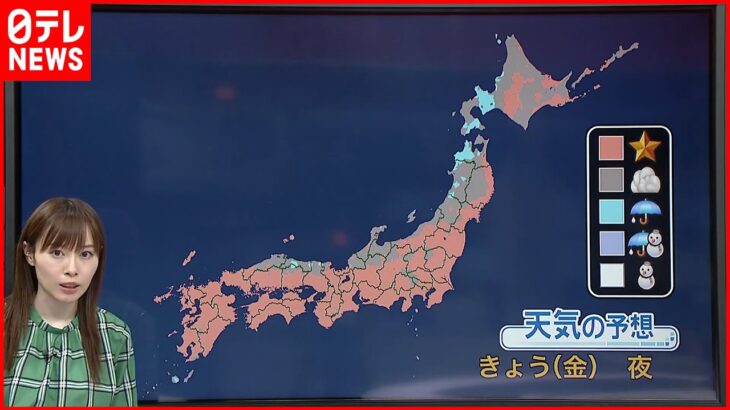 【天気】広く秋晴れ　日本海側は不安定