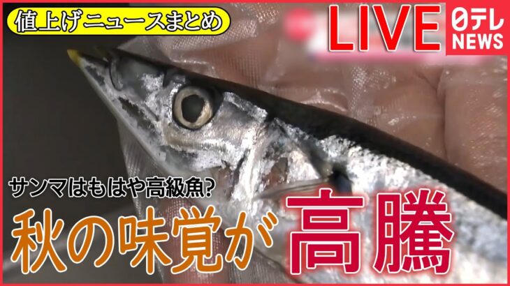 【ライブ】サンマが高級魚に…秋の味覚が軒並み高騰/「クリスマスケーキ」値段つけられず/タクシー運賃 15年ぶりに値上げへ/家庭でできる“もったいない”対策　など（日テレNEWS ）