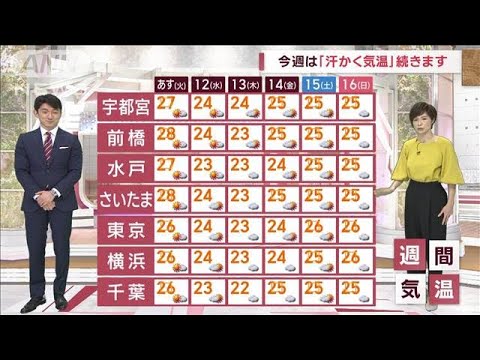 【関東の天気】あすは5日ぶりの夏日予想　半袖片付けるの「待った！」(2022年10月10日)