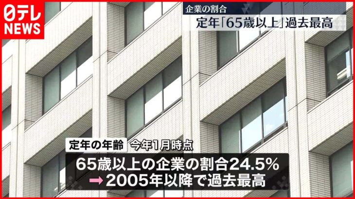 【定年「65歳以上」】企業の割合が過去最高に