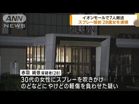 イオンモールで7人搬送　スプレー噴射の28歳女逮捕(2022年10月26日)