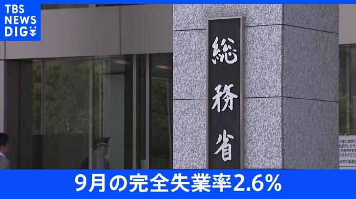 【速報】9月の完全失業率は2.6％、完全失業者数は15か月連続減少｜TBS NEWS DIG