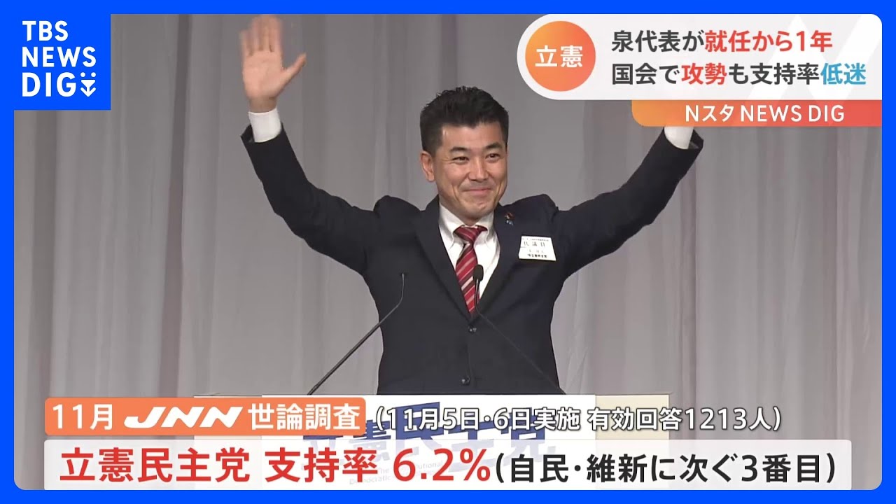 立憲・泉代表就任1年　国会で攻勢も党支持率は低迷　野党キャップが解説｜TBS&nbsp;NEWS&nbsp;DIG