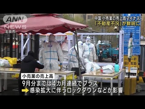 中国　10月の小売業の売上高　5カ月ぶりマイナス(2022年11月15日)