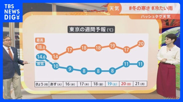 【11月15日　関東の天気】＃冬の寒さ ＃冷たい雨｜TBS NEWS DIG