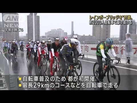 レインボーブリッジ封鎖　2000人が自転車で初疾走(2022年11月23日)