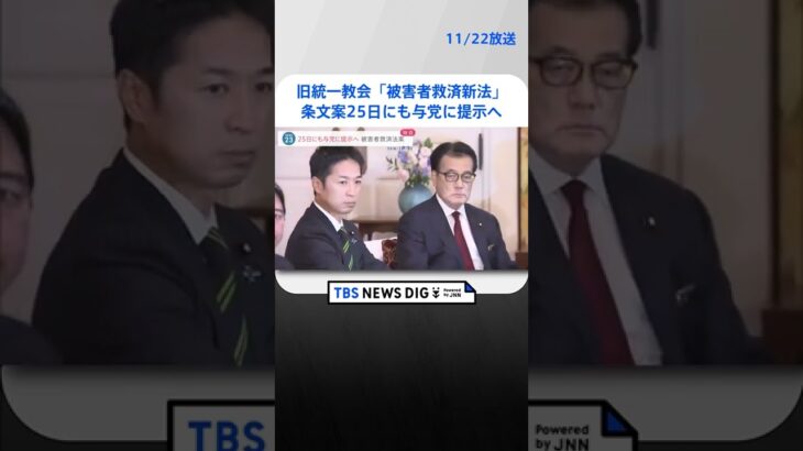 【独自】旧統一教会「被害者救済新法」条文案25日にも与党に提示へ　 | TBS NEWS DIG #shorts