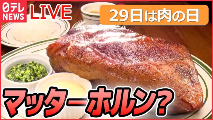 【ライブ】「29日は肉の日」山の名前がついたステーキ/ こぶしの大きさのから揚げ/ 豚焼き肉の激盛りどんぶり/ 揚げたて最高のトンカツ など　every.特集アーカイブより（日テレNEWSLIVE）