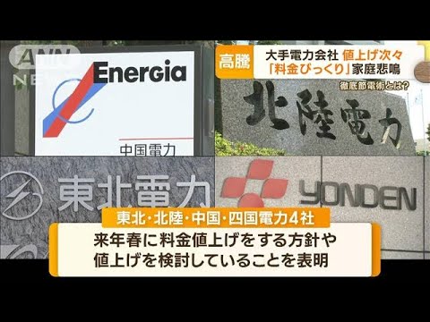 「電気代」大手も次々“値上げ” 利用者悲鳴…“徹底節電”家庭の対策 “月3000円”も【もっと知りたい！】(2022年11月1日)