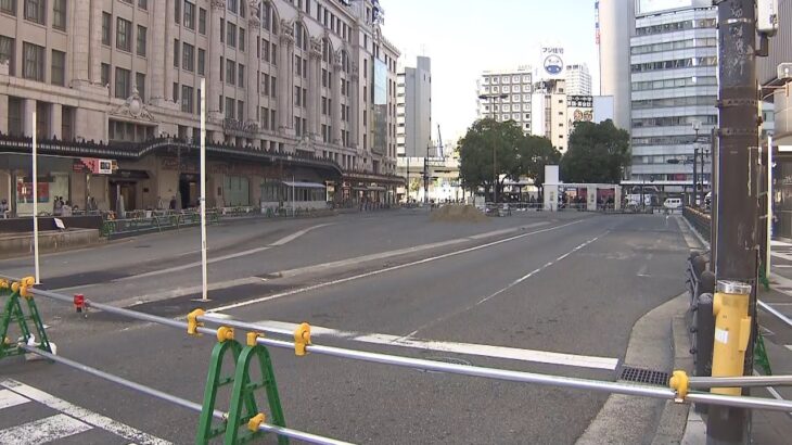 南海なんば駅前「車両通行禁止」　万博に向け駅前広場を歩行者天国に…露店を置く計画（2022年11月8日）