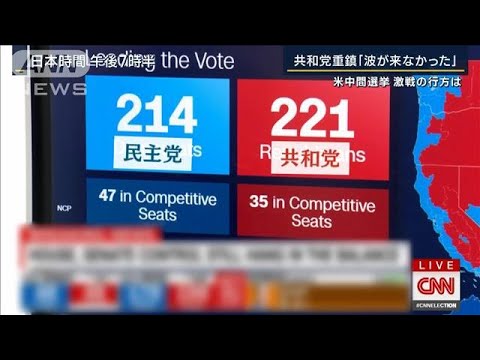 下院議席差つかず…共和党重鎮「波が来なかった」米中間選挙・異例の接戦(2022年11月9日)