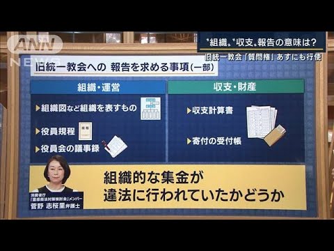 「矛盾・不合理をあぶりだすために」“組織・収支”報告の意味は？『質問権』行使へ(2022年11月21日)