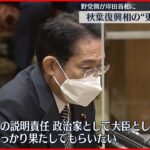 【国会】野党が秋葉復興大臣を追及 首相に“更迭”求める