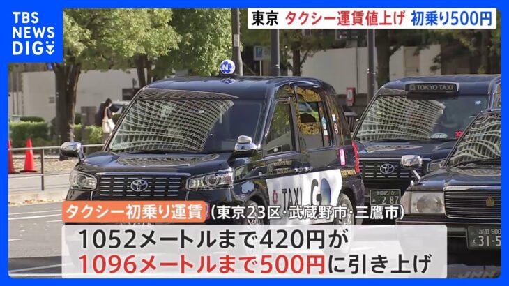 きょうから都内のタクシー運賃値上げ　初乗り420円から500円に｜TBS NEWS DIG