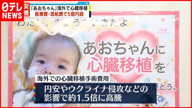 【支援訴え】円安で高騰…海外での心臓移植に5億円 1歳児家族ら