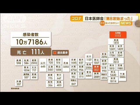 「第8波始まった」日本医師会が見解…「58回目にようやく」救急搬送に支障も(2022年11月17日)