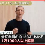 【IT大手・メタ】1万1000人超を解雇へ 全従業員の約13％