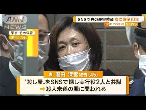 SNSで“殺し屋”探し…夫の殺害依頼　妻に懲役10年(2022年11月1日)