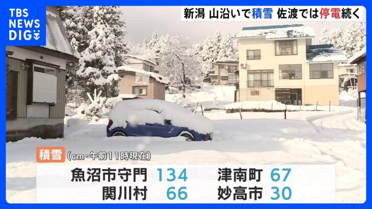 新潟は山沿い中心に降雪　佐渡市では最長1週間以上の停電続き本日中の復旧目指す｜TBS NEWS DIG