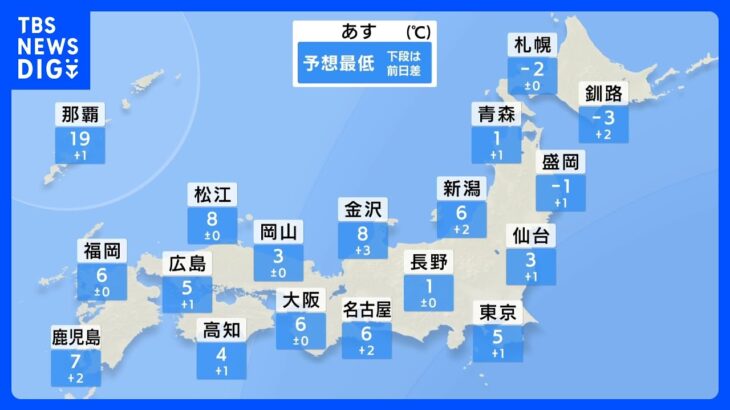 明日の天気・気温・降水確率・週間天気【12月7日 夕方 天気予報】｜TBS NEWS DIG