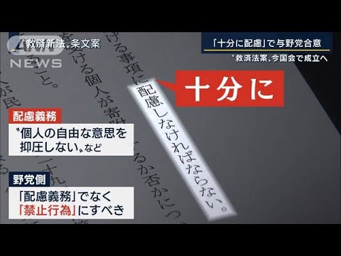 元2世信者「成立後も見直しを」『十分に配慮』で与野党合意“救済法案”成立へ(2022年12月7日)